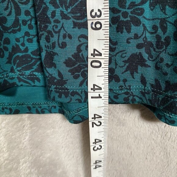 J Jill Dress XL Viridian Deco Scroll Green Floral Pleated Button Up Stretch - Picture 12 of 12